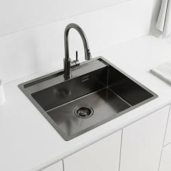 Pure.Sink Luxion Gun metal spoelbak 51x50 cm Tapwing met kraangatbank PLX5150T-61